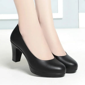 Block Heel Platform Pumps – Elegant & Comfortable Women’s Office Shoes