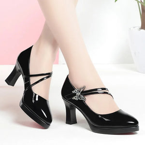 Spring & Autumn High-Heeled Leather Shoes