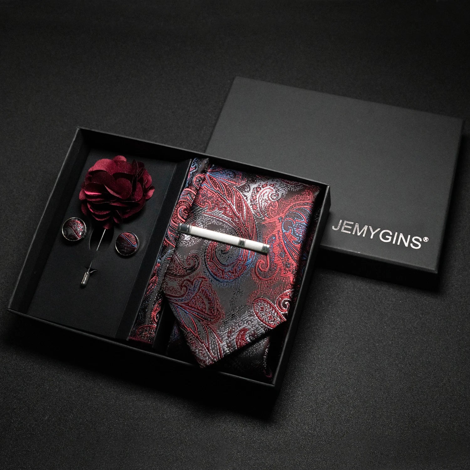 Wine Red Paisley Silk Tie Set – A Touch of Elegance for Every Occasion