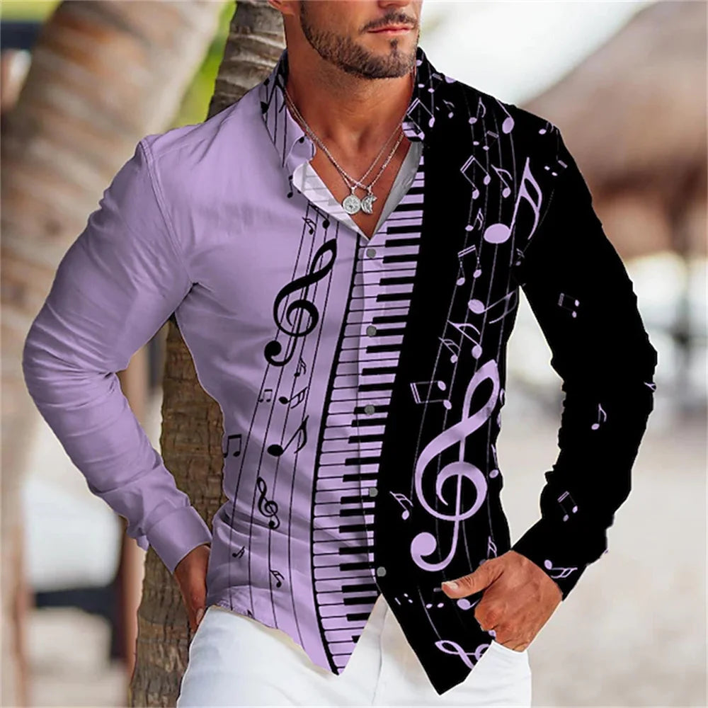 π΅ Summer 2023 Music Button-Up Shirt β Stylish & Comfortable! π΅