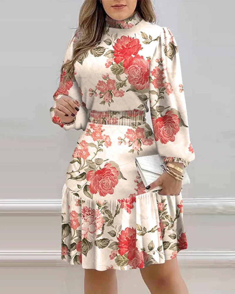 Autumn Women Floral Print Shirred Ruffle Dress β Perfect for Every Occasion!
