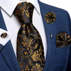 Blue Silver Paisley Neck Tie Set for Men