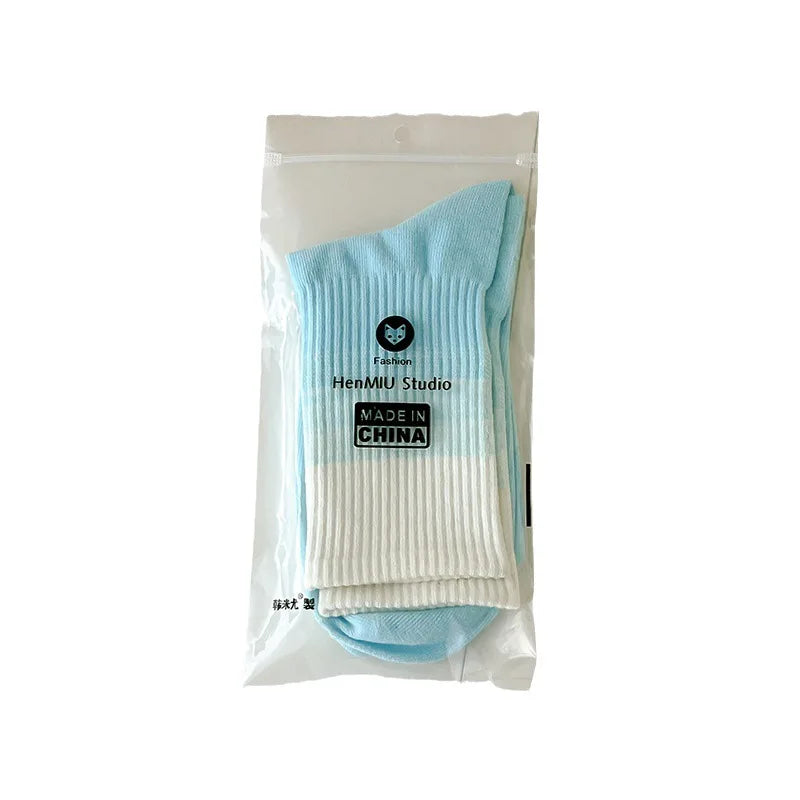 🌈 Gradient Color Mid‑Tube “Dopamine” Socks
