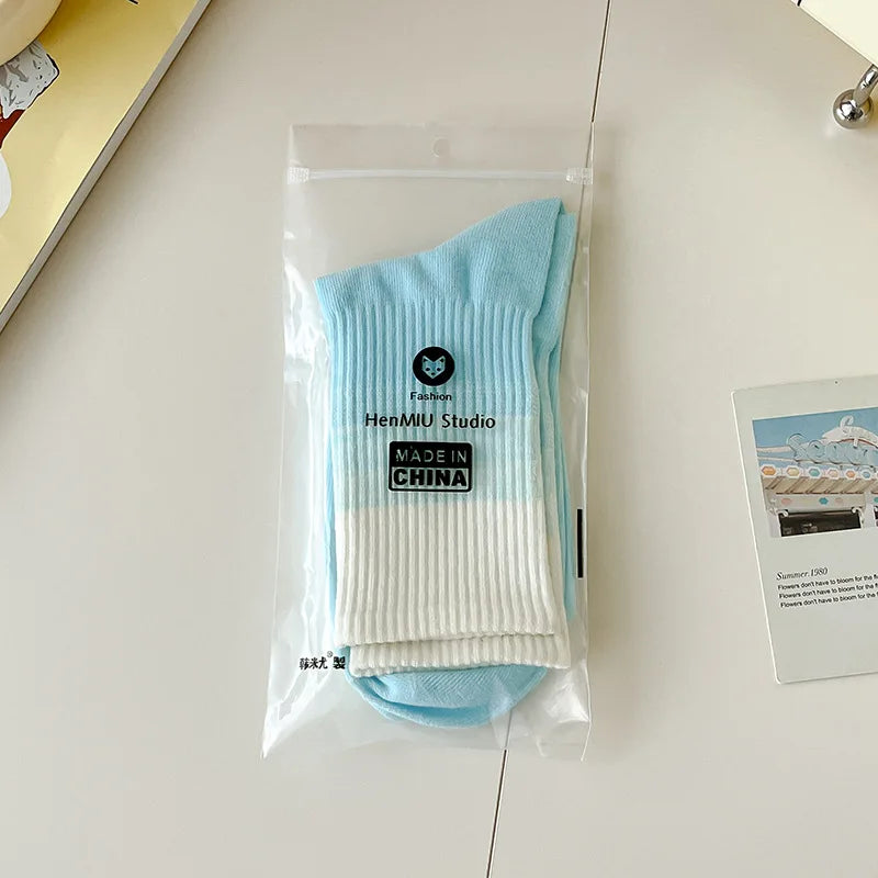 🌈 Gradient Color Mid‑Tube “Dopamine” Socks