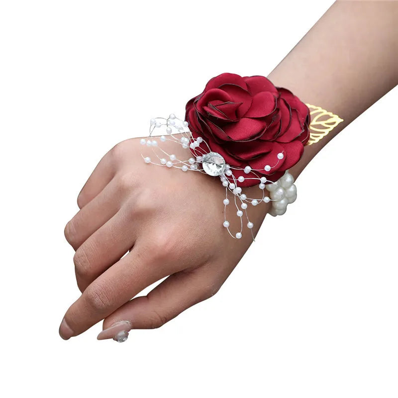 Elegant Wedding Wrist Corsage & Boutonniere Set β Perfect for Your Special Day
