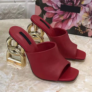Eye-Catching Patent Leather Mules β Peep Toe High Heels