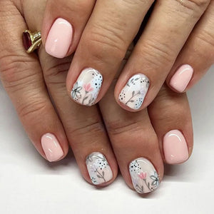 🤍 24pcs Nude White French Press-On Nails – Short Square, Simple & Stylish