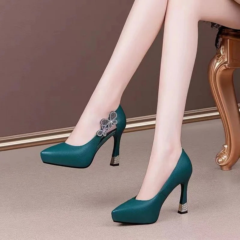 Genuine Leather Womenβs Platform Pumps