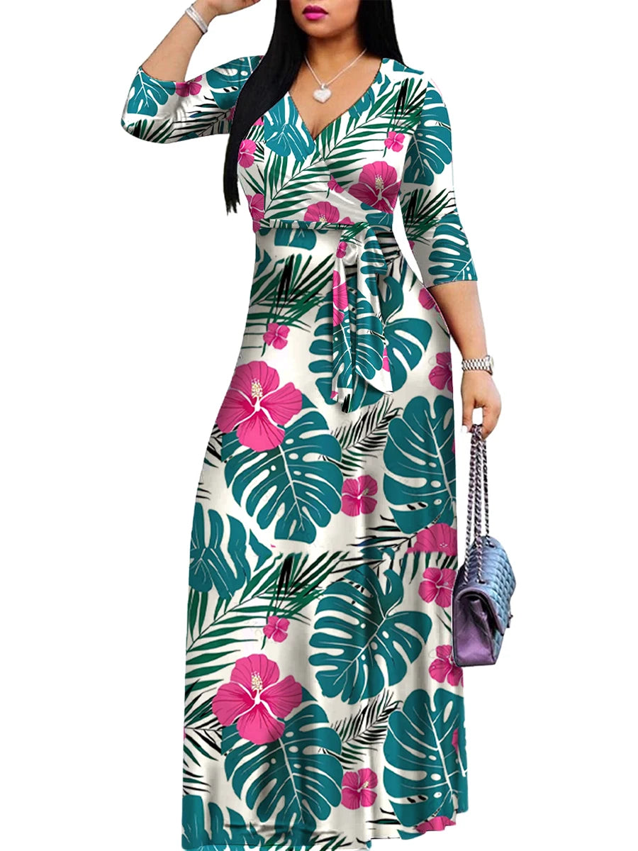 Chic Brush Print Maxi Dress