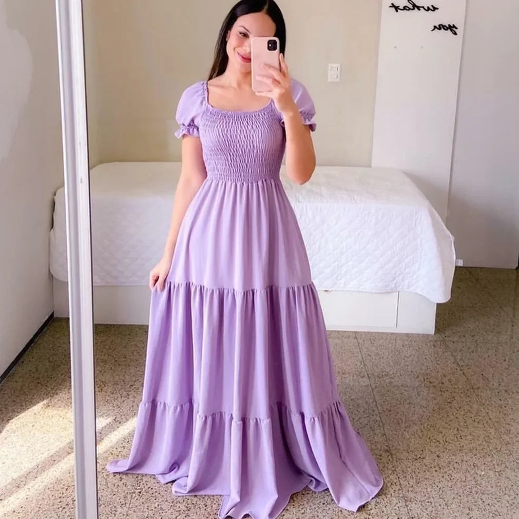 Embrace Elegance with Our Off-Shoulder Fragrant Long Solid Color Women's Dress