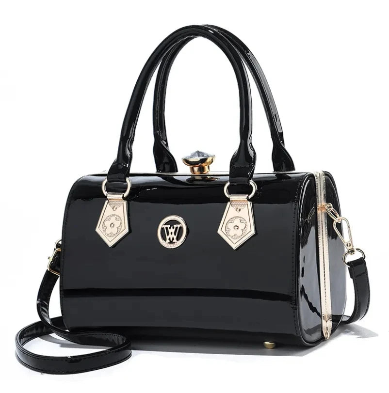 Luxury Patent Leather Women’s Bag – European Diamond Handbag