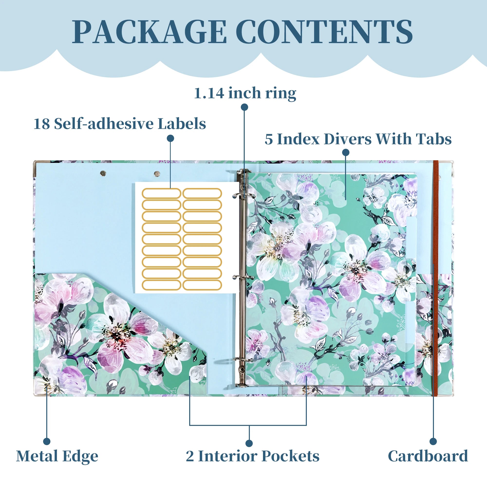 Cute 3-Ring Binder with 5-Tab Dividers, Pockets & Low-Profile Clipboard – Perfect for Office, School, or Home