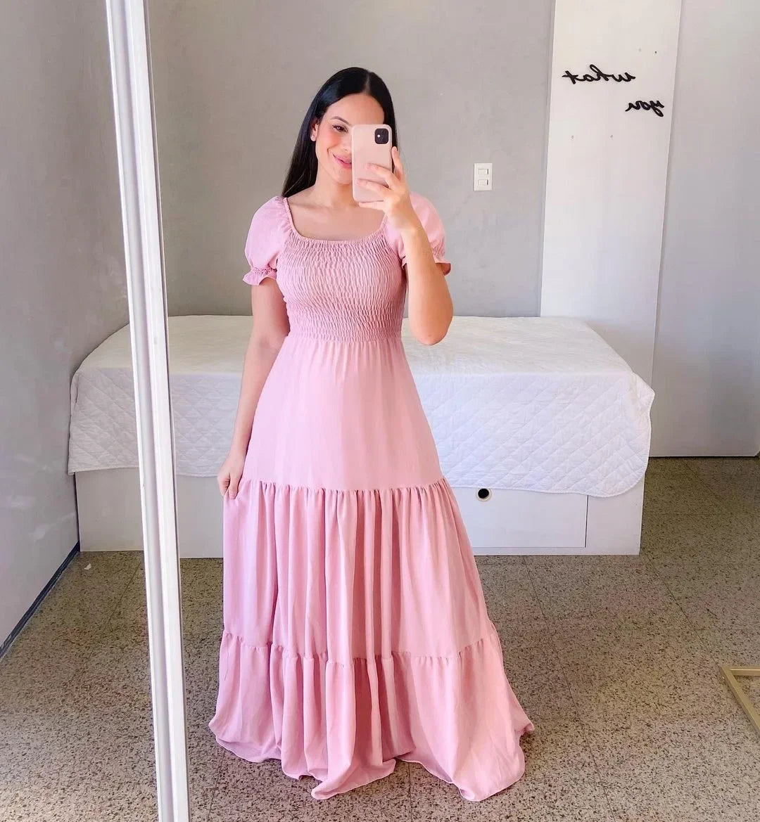 Embrace Elegance with Our Off-Shoulder Fragrant Long Solid Color Women's Dress