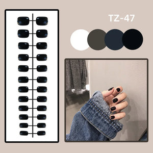 ✨ 24pcs Gold French Border Press-On Nails – Long Coffin Style with Rhinestones