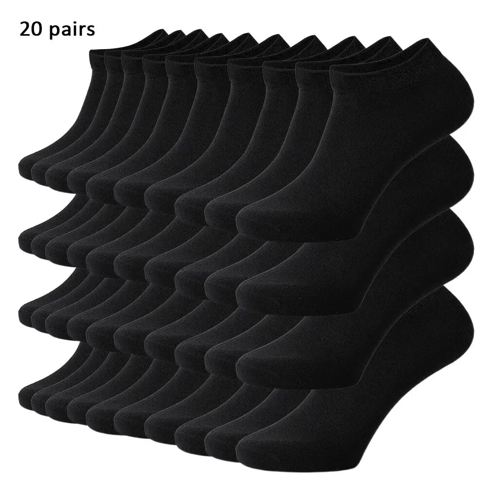 🧦 Unisex Solid Color Ankle & Boat Socks – 10/20/40 Pairs
