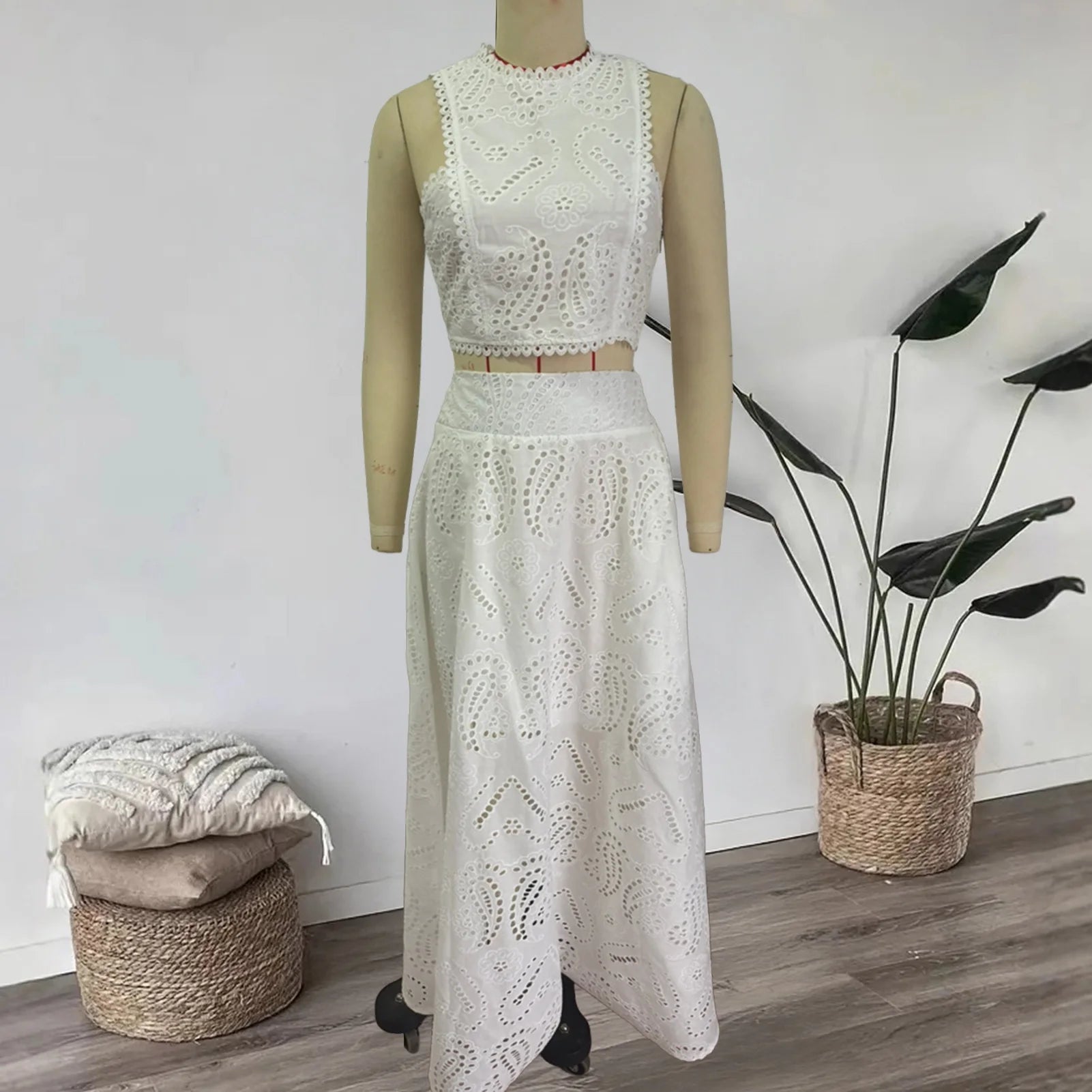 Womenβs 2-Piece Outfit β Tank Crop Top & Long Skirt Set
