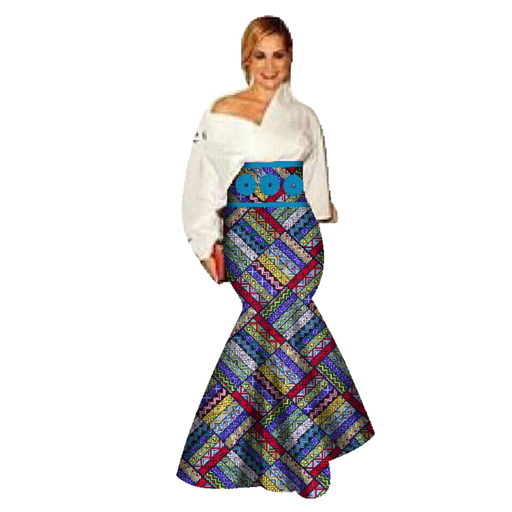 πΈ New African Casual Skirt for Women β Binta Real Wax Batik Cotton Skirt (WY078)
