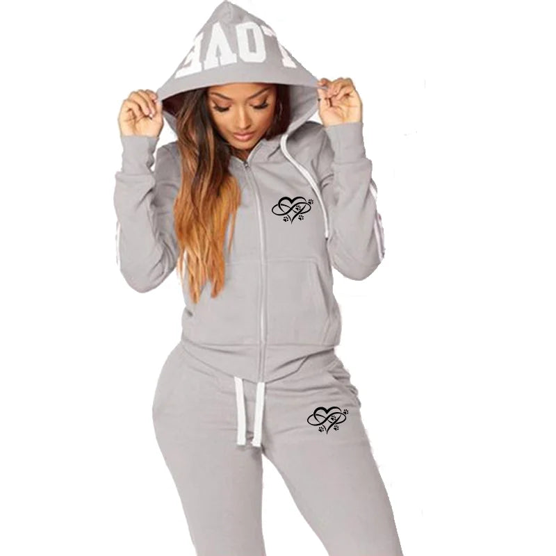 Fashion Heart Print Women Track Suits β Your Perfect Sportswear Set!