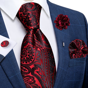Blue Silver Paisley Neck Tie Set for Men
