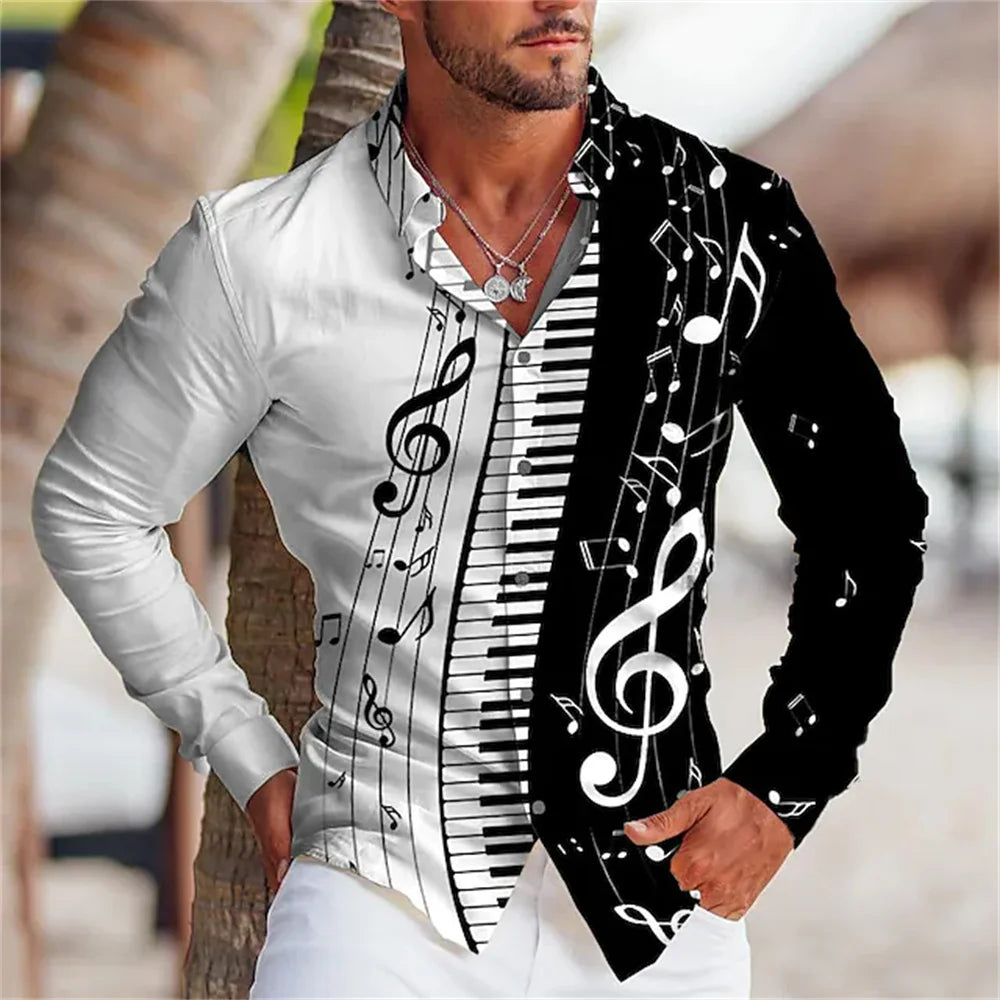 π΅ Summer 2023 Music Button-Up Shirt β Stylish & Comfortable! π΅