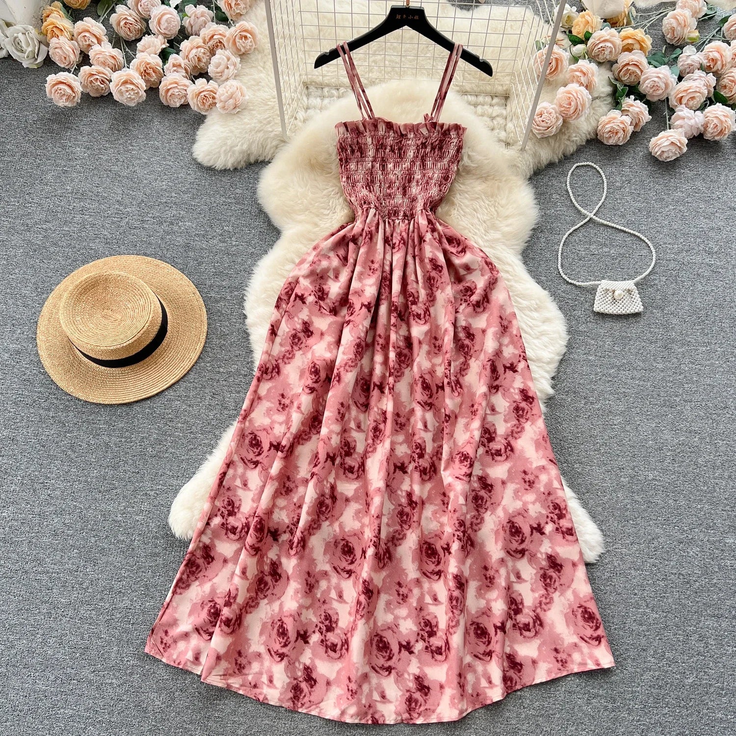 πΉSummer Rose Flower Print Romantic Retro Dress πΉ