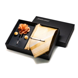 Orange Plaid Silk Wedding Tie Set – Luxury Gift Box Edition