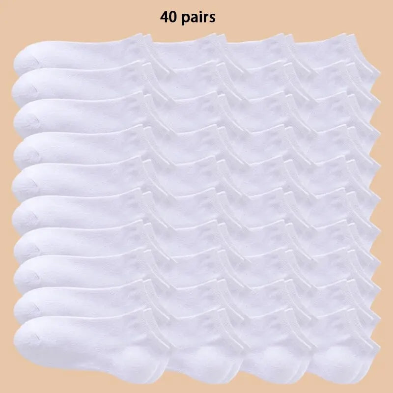 🧦 Unisex Solid Color Ankle & Boat Socks – 10/20/40 Pairs