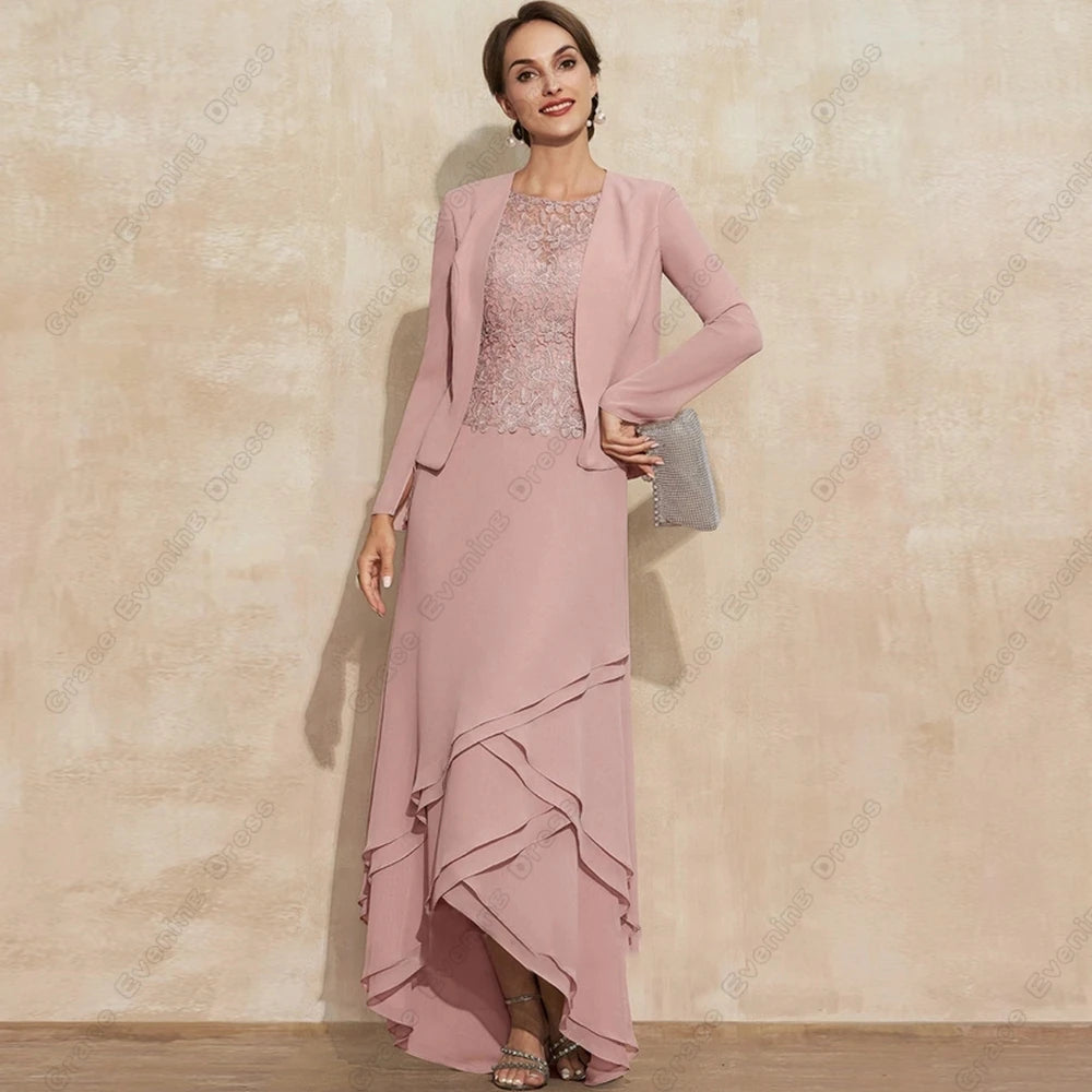 Floor-Length Lace Gown with Full Sleeves (2025 Summer)
