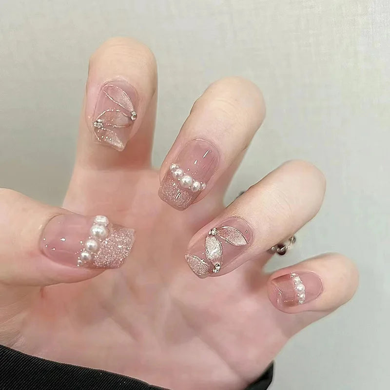 π€ 24pcs Nude White French Press-On Nails β Short Square, Simple & Stylish