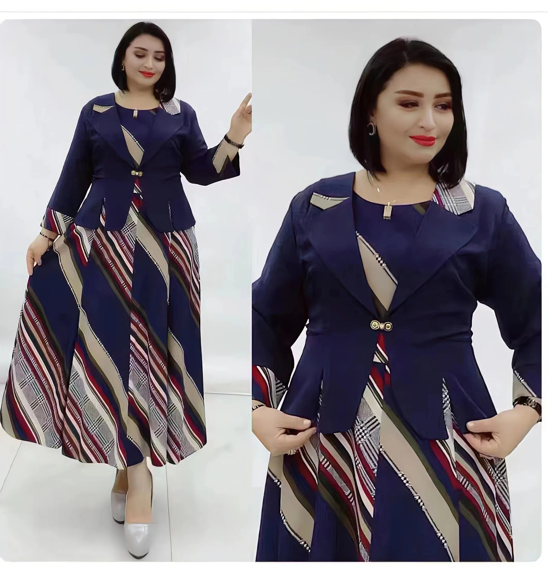 African Clothes Flower Printed Two-Piece Set β Sleeveless Bodycon Mini Dress & Coat Suit for Women