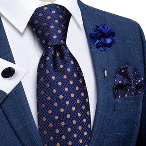 Blue Silver Paisley Neck Tie Set for Men