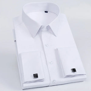 Men’s French Cuff Dress Shirt – Long Sleeve Slim Fit Tuxedo Shirt with Cufflinks