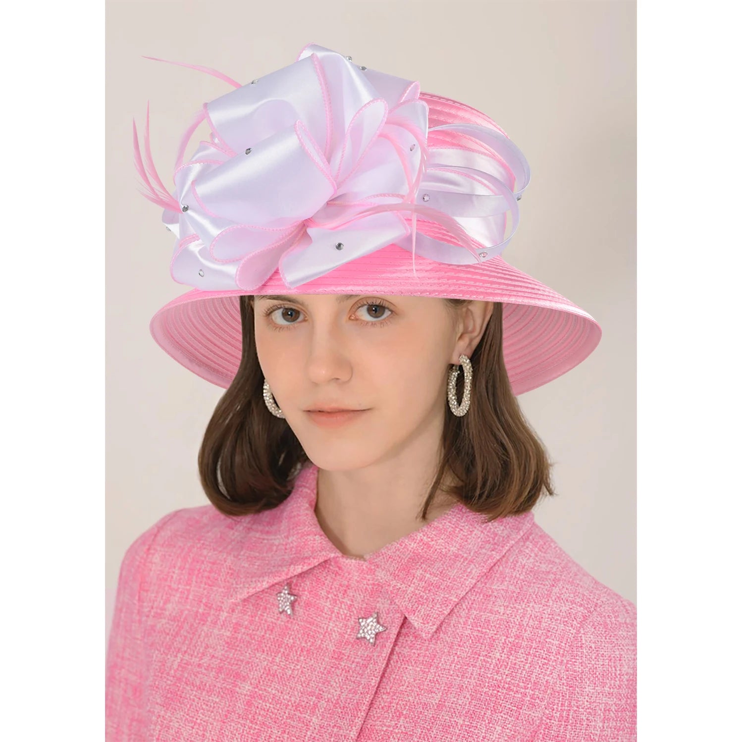 New Women’s Pink & White Church Hat