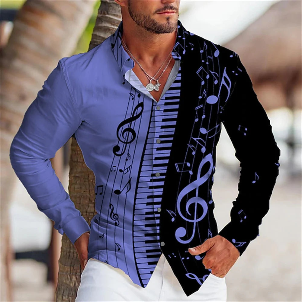 π΅ Summer 2023 Music Button-Up Shirt β Stylish & Comfortable! π΅
