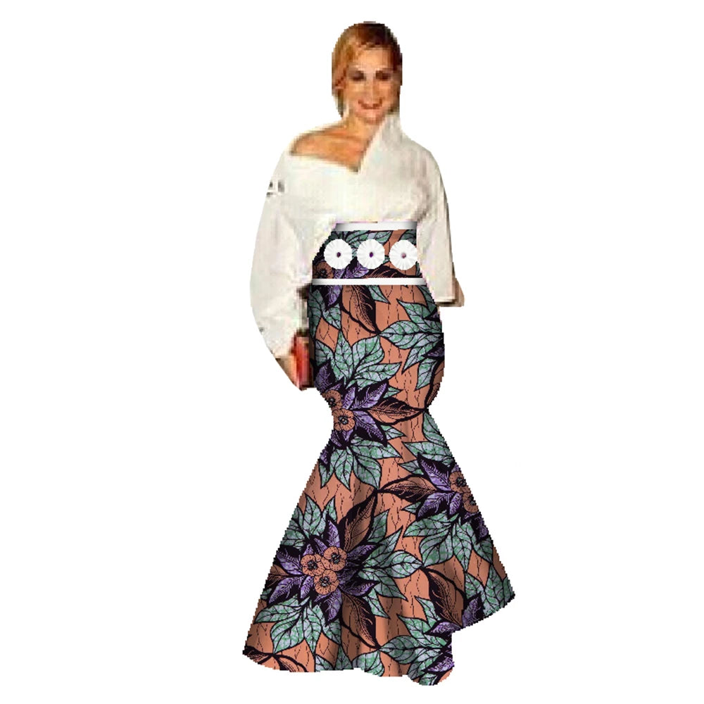 πΈ New African Casual Skirt for Women β Binta Real Wax Batik Cotton Skirt (WY078)
