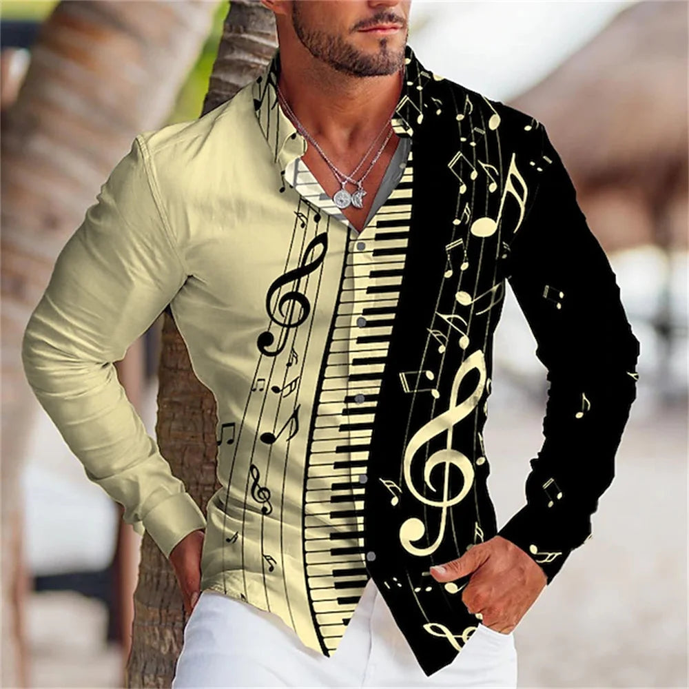 π΅ Summer 2023 Music Button-Up Shirt β Stylish & Comfortable! π΅