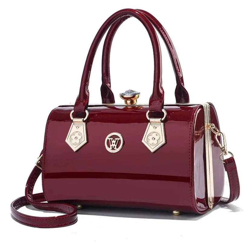 Luxury Patent Leather Women’s Bag – European Diamond Handbag