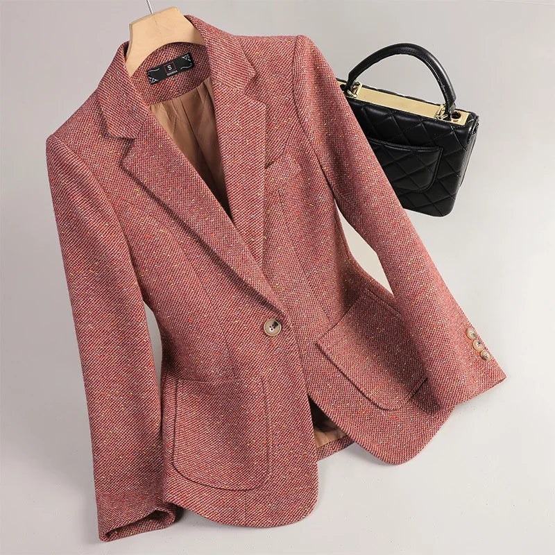 βοΈ 2025 Womenβs Long Sleeve Woolen Suit Jacket β Elegant Warmth for Autumn & Winter