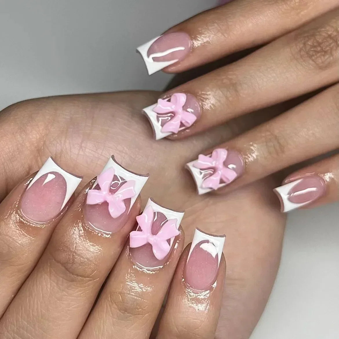 π€ 24pcs Nude White French Press-On Nails β Short Square, Simple & Stylish