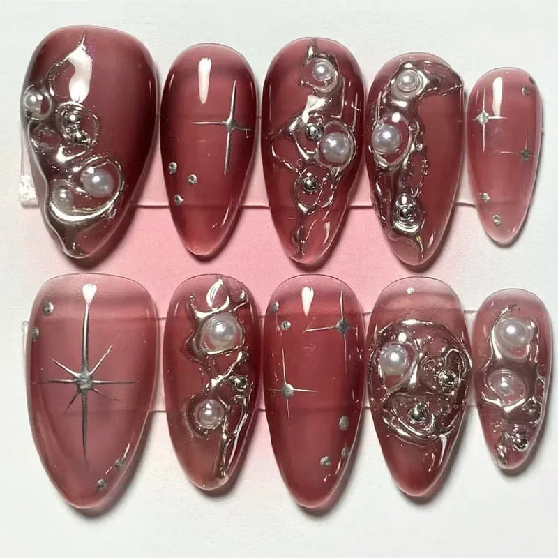 πΏ 24pcs Flora Almond Press-On Nails β Mori Girl Ballet-Inspired Beauty