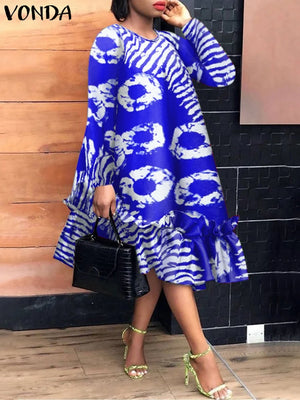 VONDA Women Bohemian Printed Dress 2024
