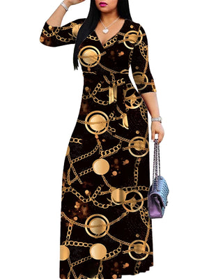 Chic Brush Print Maxi Dress