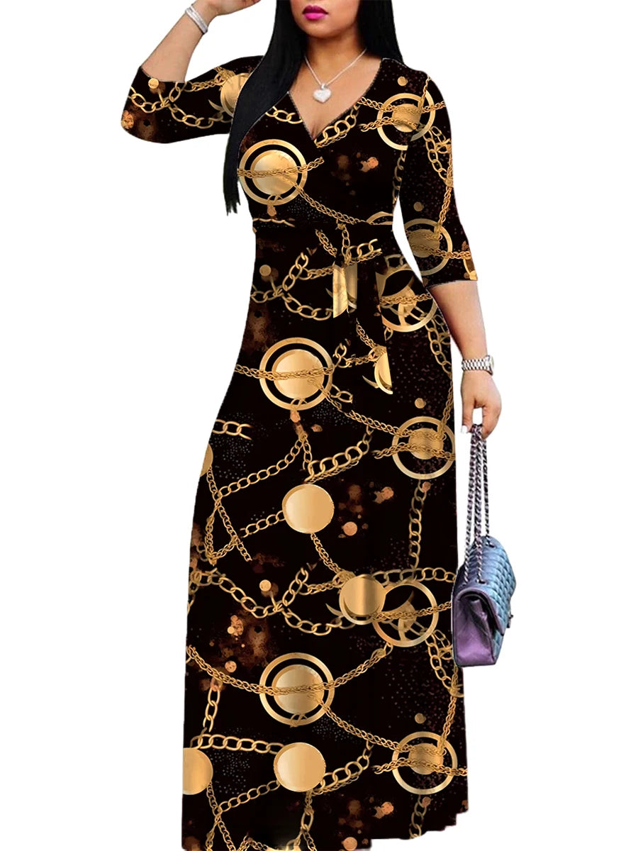 Chic Brush Print Maxi Dress