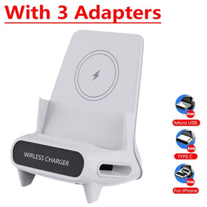 Wireless Charger Stand Pad – 15W Fast Charging Station & Desktop Phone Holder