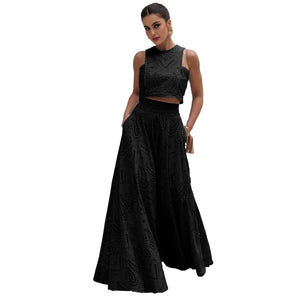 Women’s 2-Piece Outfit – Tank Crop Top & Long Skirt Set