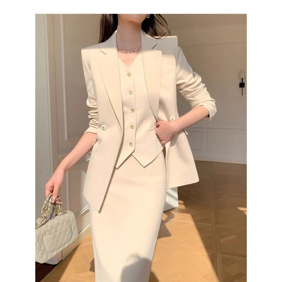 👑 Advanced Temperament Women’s Professional Three-Piece Suit Set