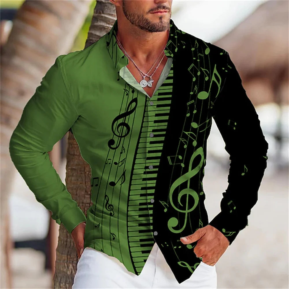 π΅ Summer 2023 Music Button-Up Shirt β Stylish & Comfortable! π΅