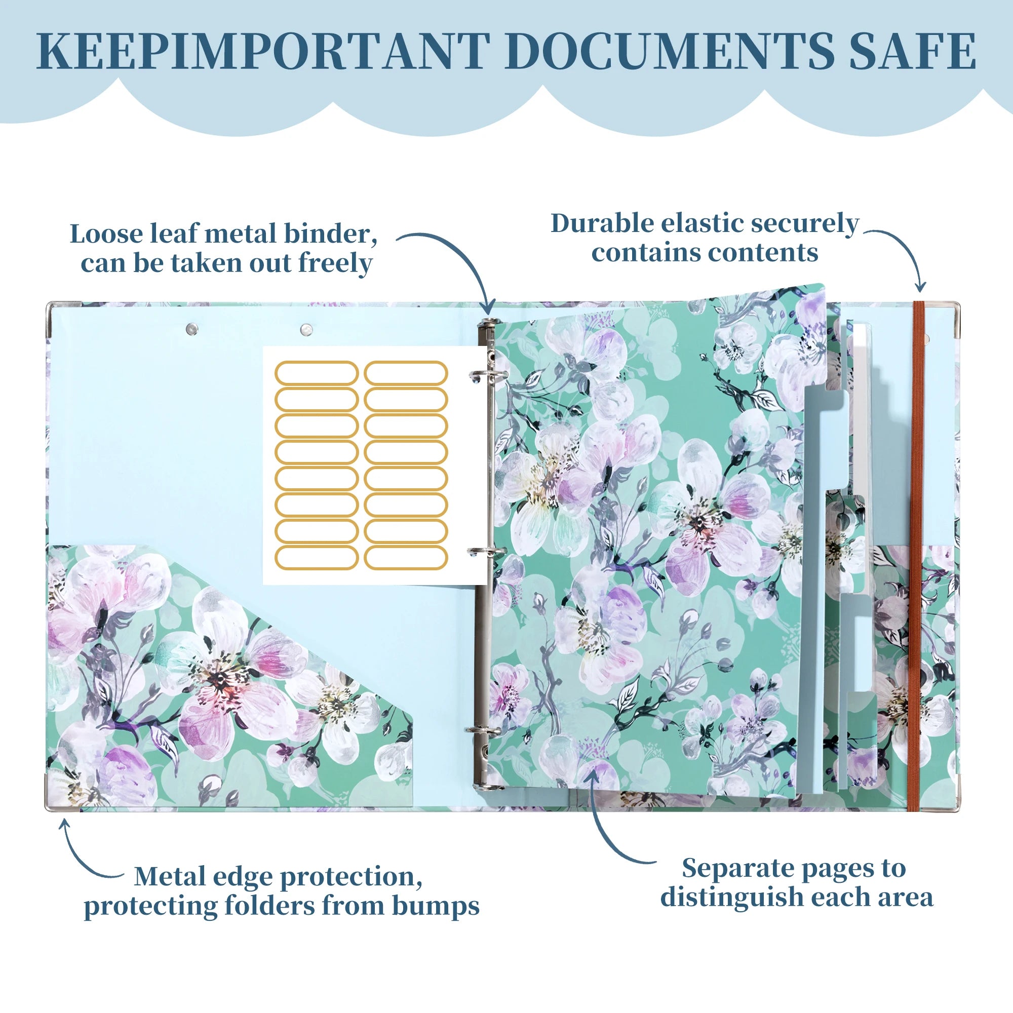 Cute 3-Ring Binder with 5-Tab Dividers, Pockets & Low-Profile Clipboard – Perfect for Office, School, or Home