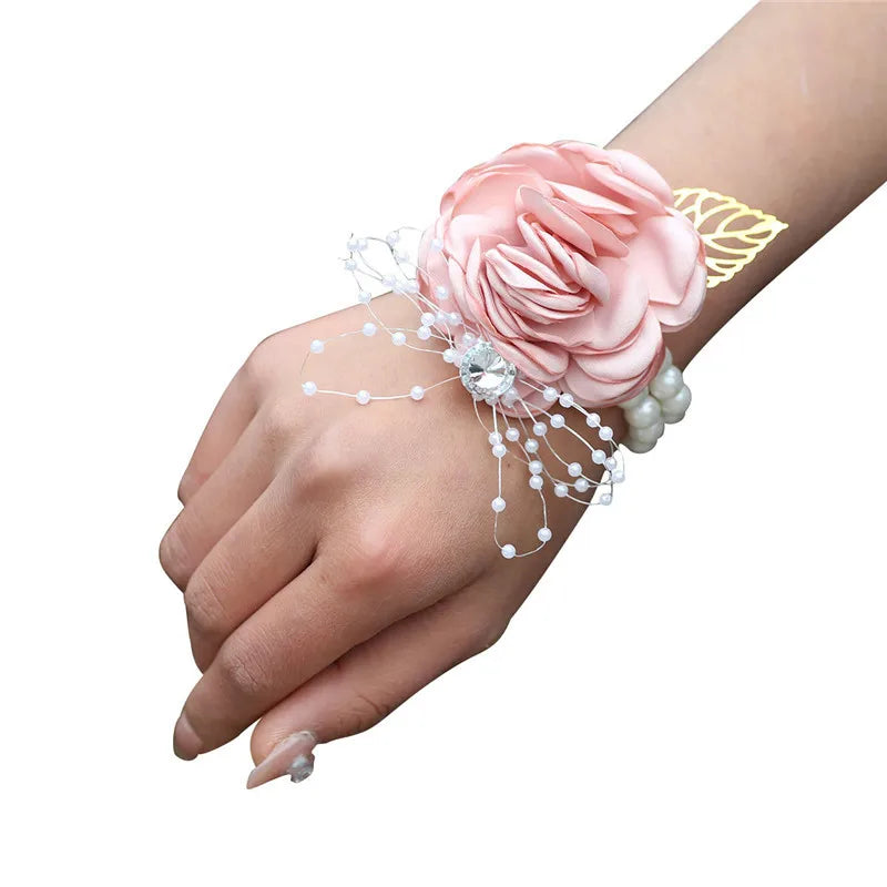 Elegant Wedding Wrist Corsage & Boutonniere Set β Perfect for Your Special Day