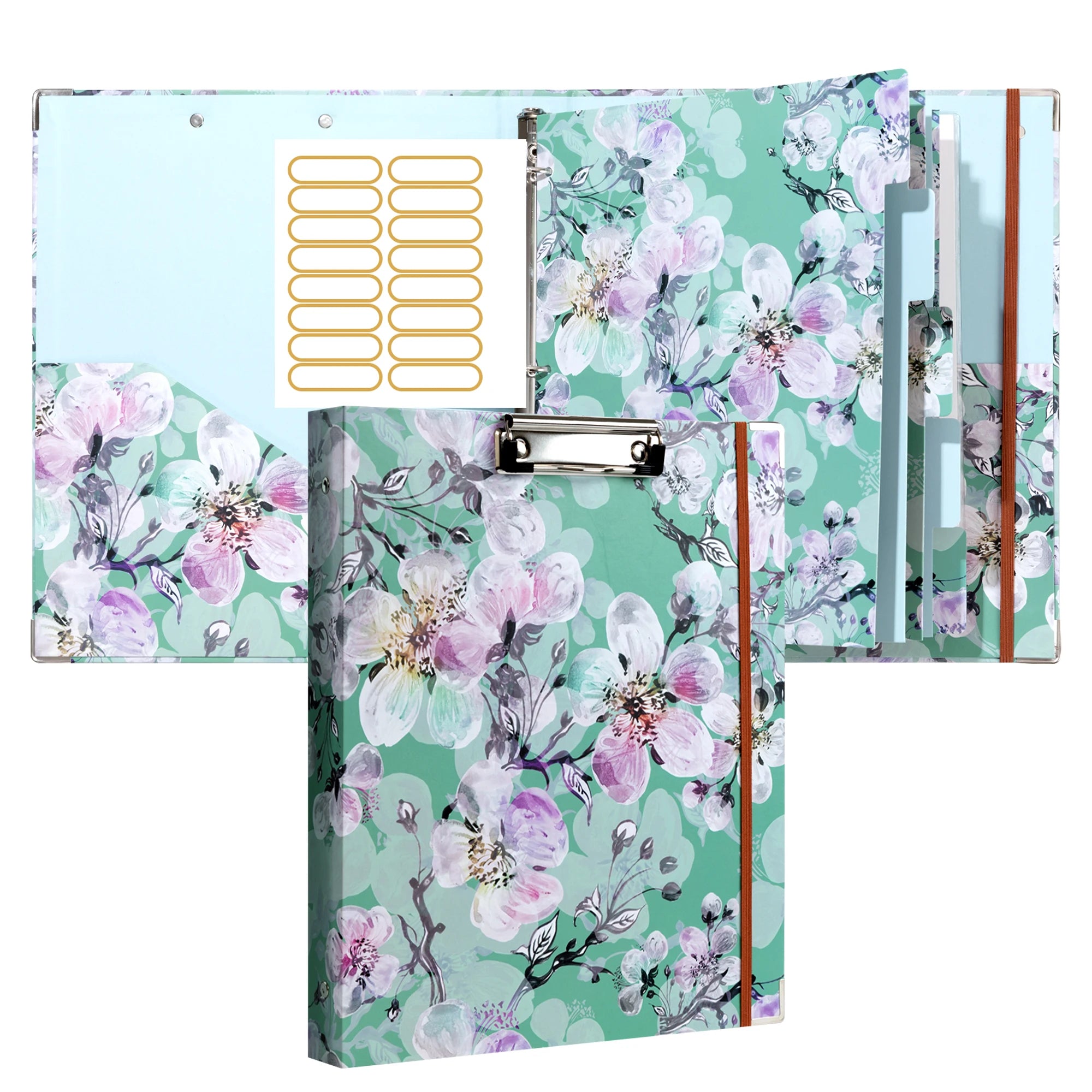 Cute 3-Ring Binder with 5-Tab Dividers, Pockets & Low-Profile Clipboard – Perfect for Office, School, or Home